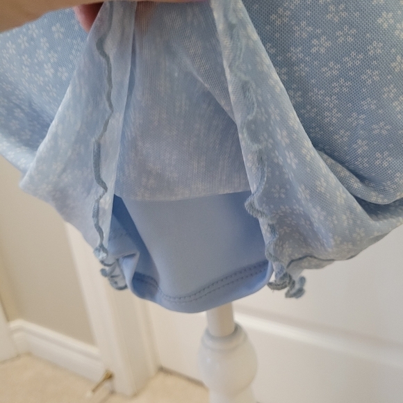 Bodycon Mini Dress | blue | floral | medium | Y2k Retro | Mesh Lace - Picture 11 of 15